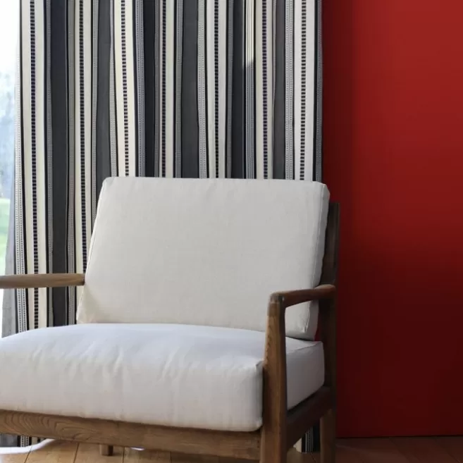 Best Sale Maison Jean-Vier Rideau en Jacquard noir à rayures 100% coton BarneEbene