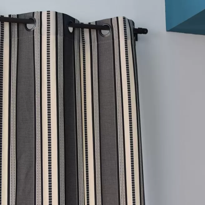 Best Sale Maison Jean-Vier Rideau en Jacquard noir à rayures 100% coton BarneEbene
